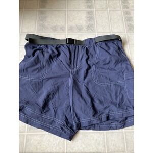 Columbia Women's Sandy River Cargo Short Navy Blue Sz Large Belted Elastic Waist